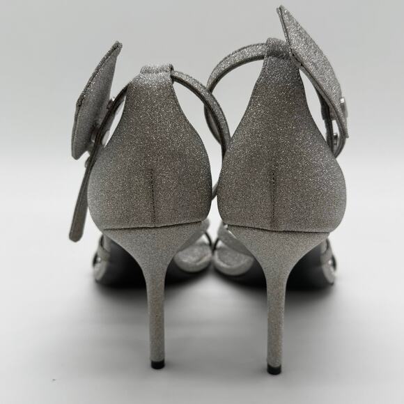 OFF-WHITE Virgil Abloh Glitter Zip Tie Silver Heeled Sandal NWB EU 39 US 9 $1195 - Picture 7 of 9